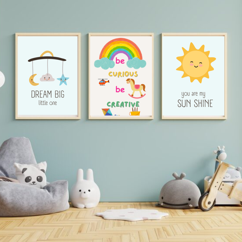 Set of 3 Baby Wall Art Printables | Kids Room Decor Bundle